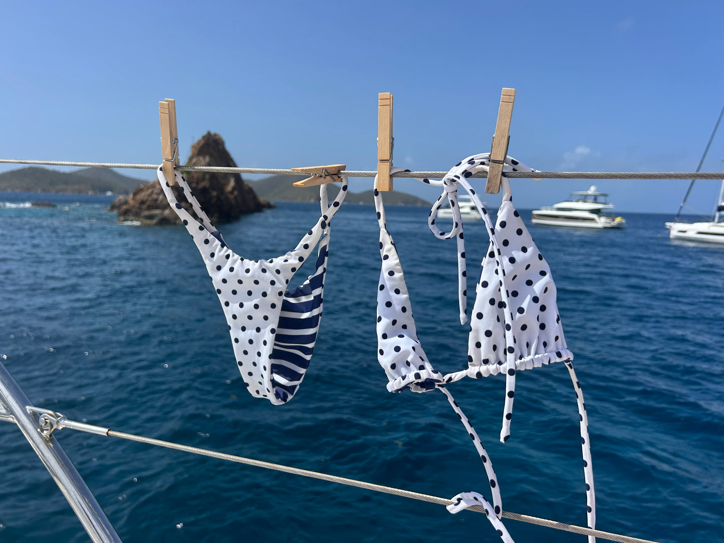 String Bottoms - Navy Stripes x Polka Dots