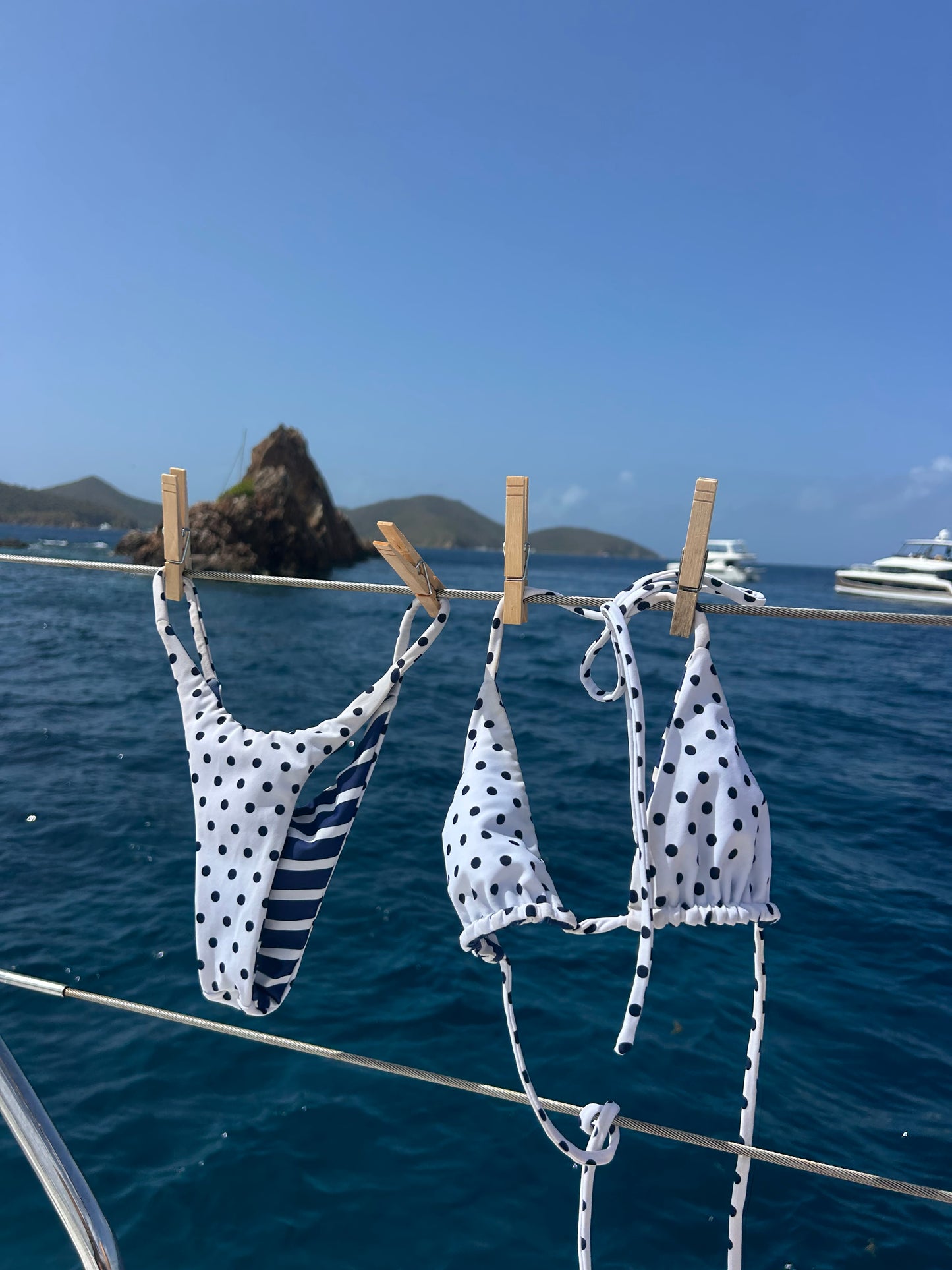 String Bottoms - Navy Stripes x Polka Dots
