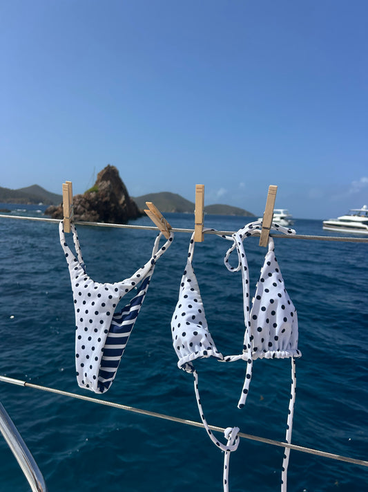 Sol Top - Navy Stripes x Polka Dots