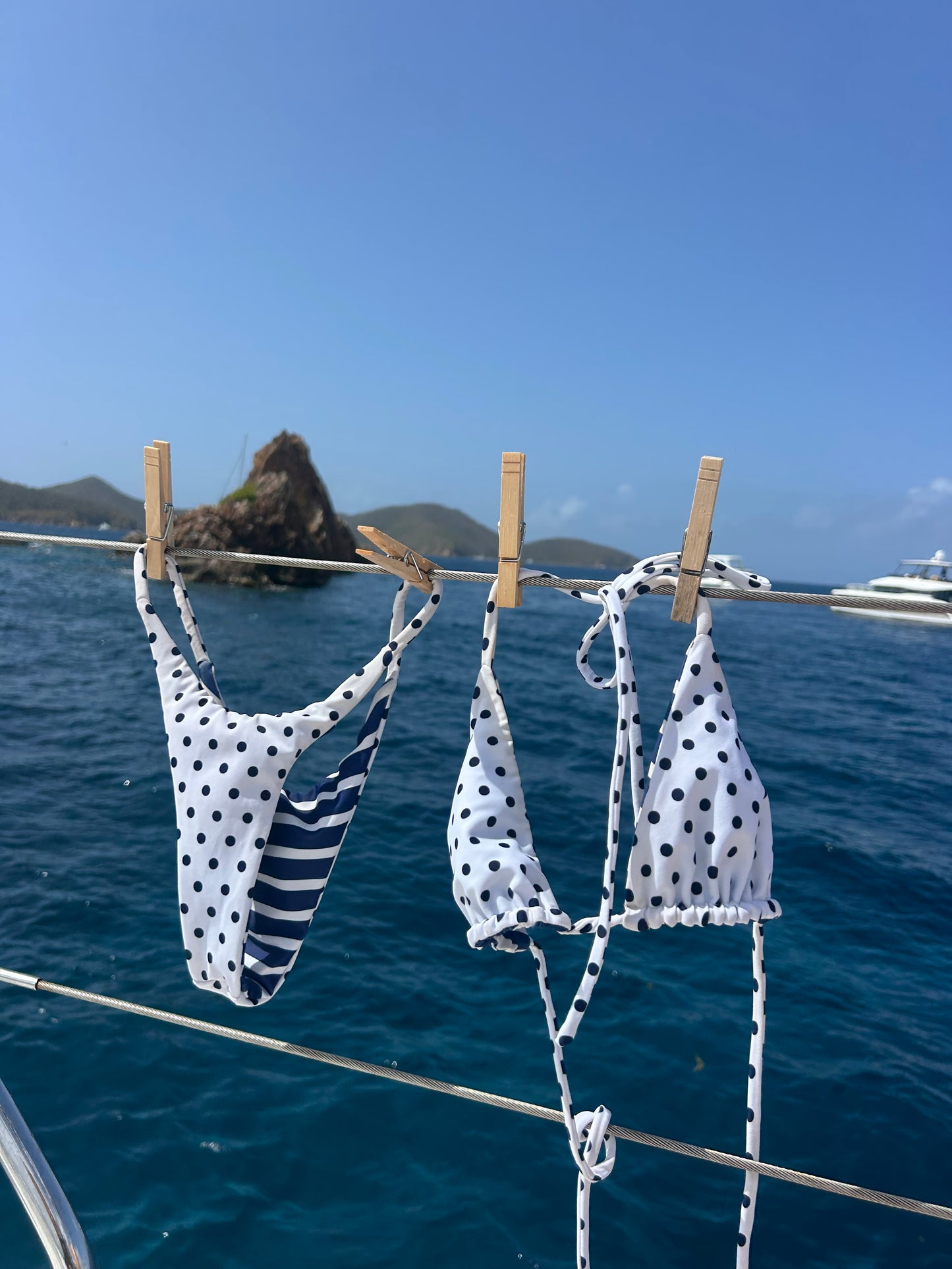 String Bottoms - Navy Stripes x Polka Dots
