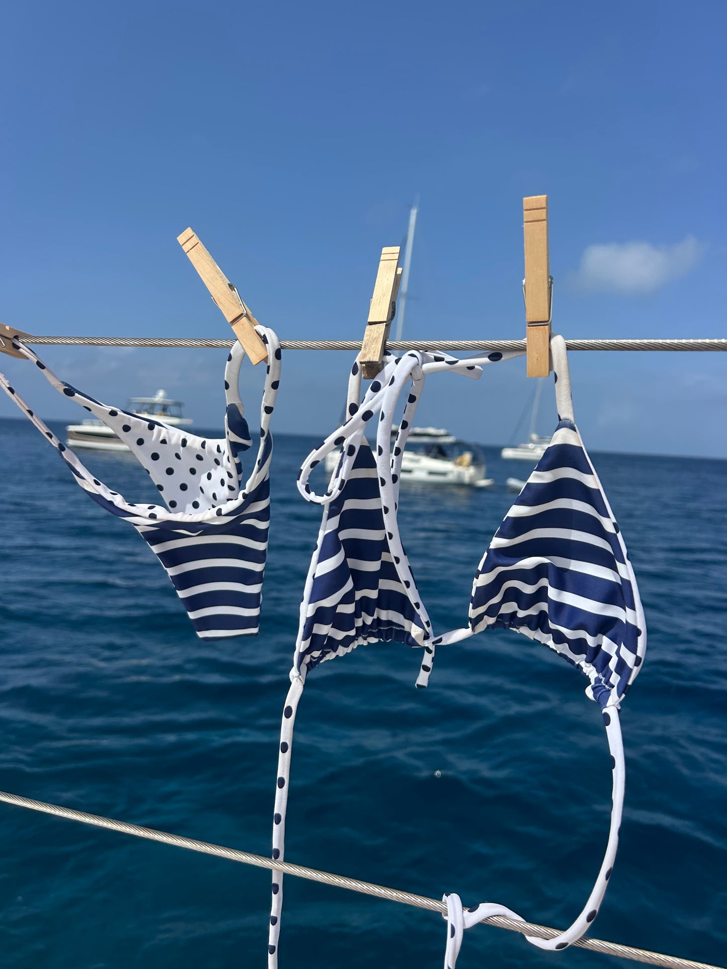 String Bottoms - Navy Stripes x Polka Dots