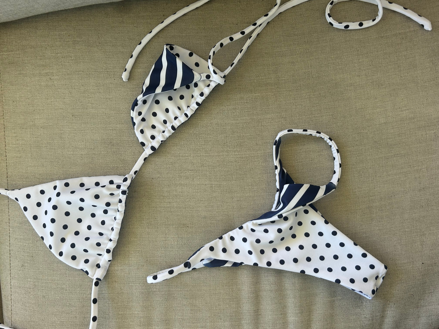 String Bottoms - Navy Stripes x Polka Dots