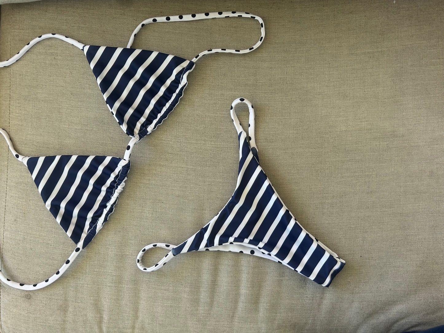 String Bottoms - Navy Stripes x Polka Dots